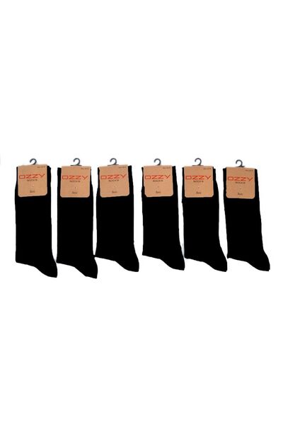 Ozzy Socks 6 чифта черни вискозни безшевни мъжки чорапи до глезена