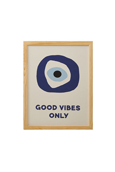 Evidea Placă de perete Deco Good Vibes Only - Albastru / Alb - 30x40 cm