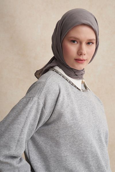 carell Gray Ash Organic Crinkle Scarf