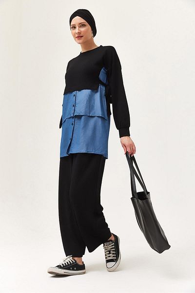 CALİENTE Denim Garnished Tied Double Suit Black