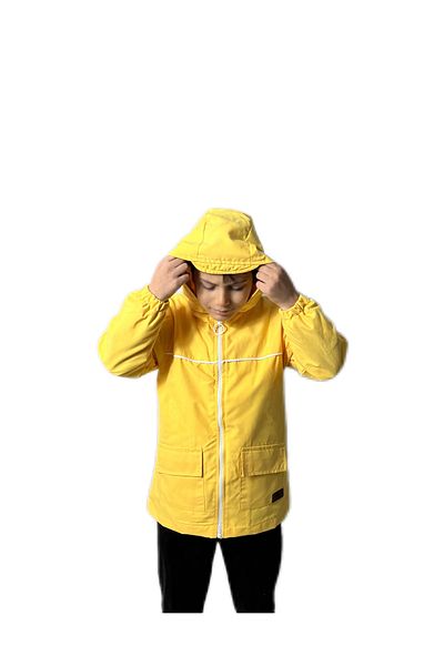 Merfer Hooded Raincoat Waterproof Yellow Cardigan Children's Clothing 5-6-7-8 Years