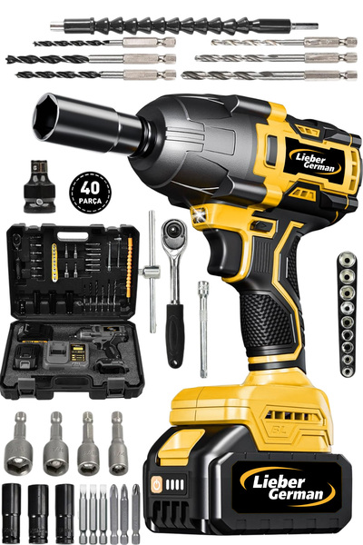 Lieber German GRAYDER Serii 1400 Nm 2x Akülü Somun Bijon Sökme Takma Sıkma Ma...