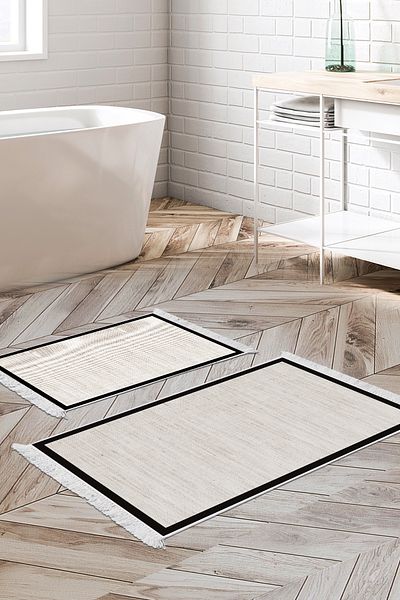 Alanur Home Αντιολισθητική βάση Djt Σετ Τουαλέτας Star Cotton Fringed Woven Pattern E5001
