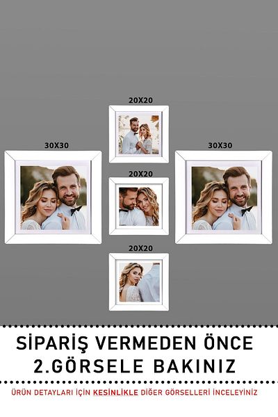 yhfoto Multiple Frame - 2 Pieces 30X30 - 3 Pieces 20X20 - Wooden Mdf Pvc Photo Frame