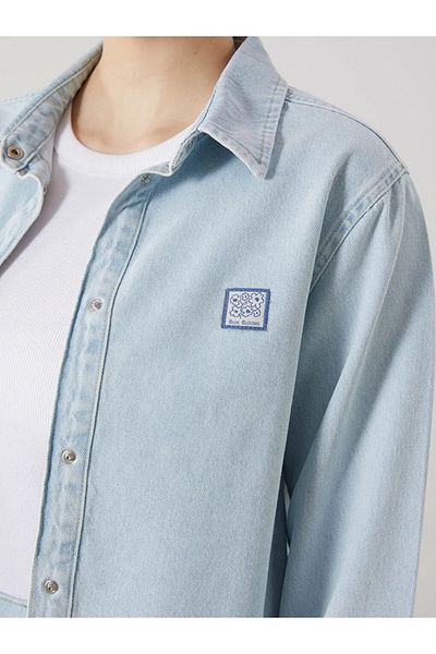 LC Waikiki Jachetă de jeans pentru femei LCW Modest Indigo cu guler de cămașă