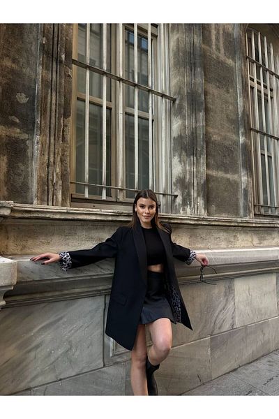 VOLT CLOTHİNG Gefütterte Blazerjacke für Damen mit Leopardenmuster