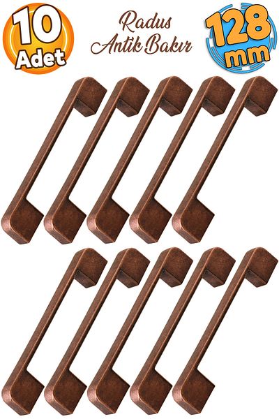 Badem10 Radus Antique Cupru antic 128 mm Mobilier metalic Sertar de bucătărie Mâner dulap Mâner 10 buc