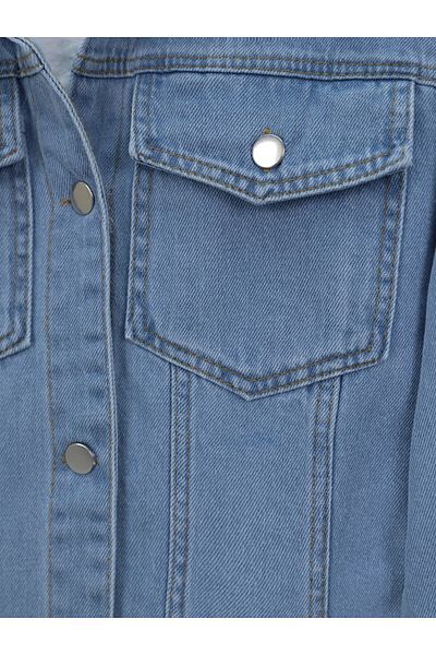 Modamorfo Jachetă din denim cu buzunare cu clapă în față - Ice Blue