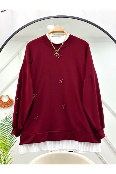 YEDİLALE Combed Tunic with Bow Detail [Excluding Underwear]