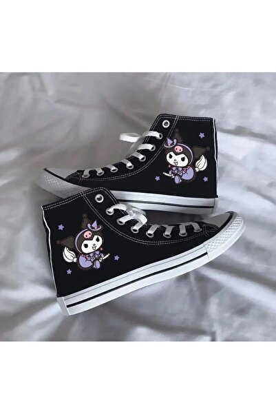 Halloween Kuromi Baskılı Siyah Bilekli Spor Ayakkabı Çocuk Sneaker