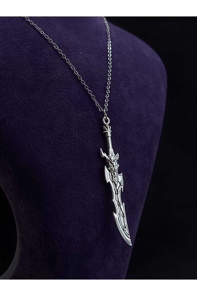 sarıyer silver Kılıç Kolye Ve Zincir Vintage Model Şans Güç Kolyesi
