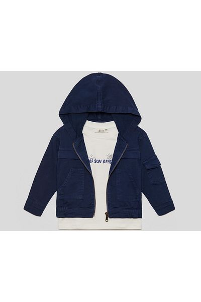 NK 01-04 Years Old Baby Boy Navy Blue Triple Suit - Navy-White