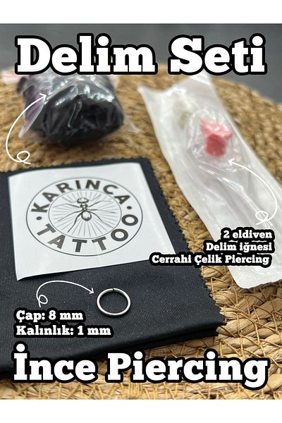 Karınca Piercing Ring Nose Piercing Piercing Kit Needle Equipment Piercing Set Piercing Material (Ant Tattoo)