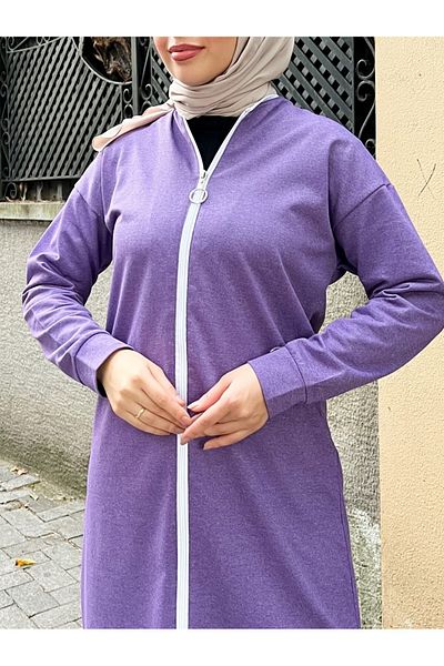 Modamorfo طقم قلم ذو خيطين مع سحاب وياقة أرجوانية