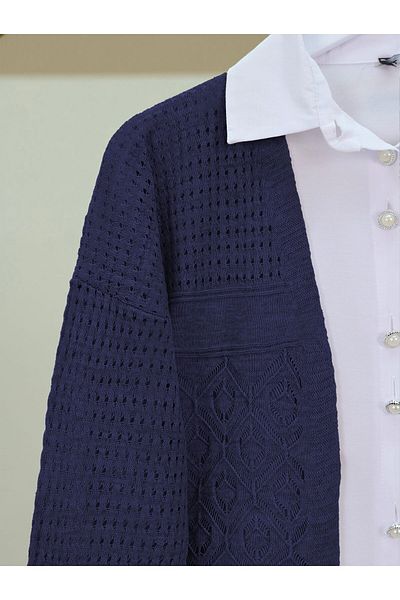 Modamorfo Openwork Seasonal Knitwear Cardigan and Navy