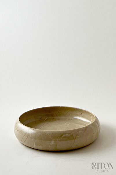 RİTON El Yapımı Mermer Yuvarlak Tabağı Sophia | Doğal Taşın Güzelliği ve Minimal