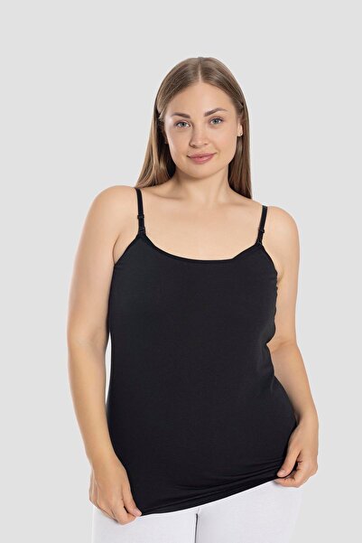 Arma Yıldız Black Cotton Lycra Women's Breastfeeding Tank Top