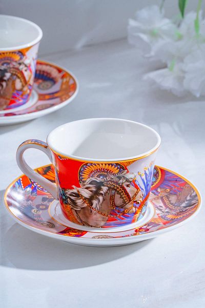 ACAR Whisper Porcelain Coffee Cup Set for 6 People - 200 ml