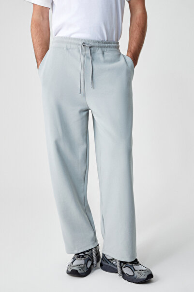 GRIMELANGE Faust Men's Stand Collar Oversize Long Sleeve Zippered Elastic Waist Gray Tracksuit Set