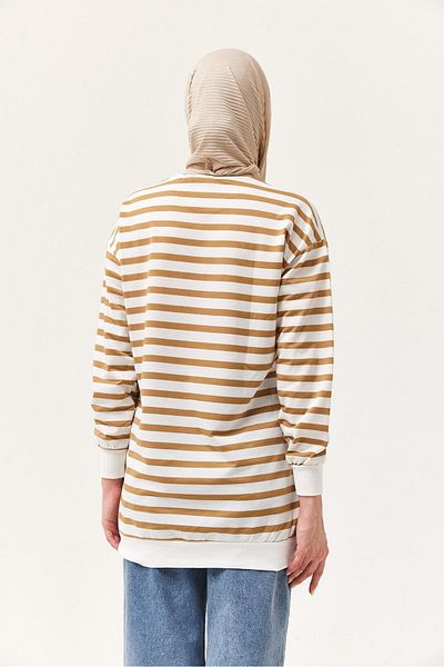 CALİENTE Striped Oversize Tunic Mink