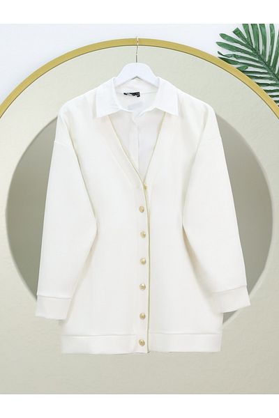 Modamorfo Buttoned Osyho Cardigan -White
