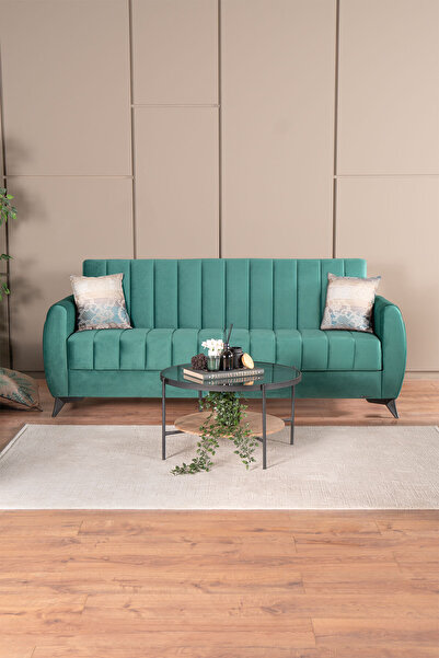 Kilim Mobilya Linda Üç Kişilik Kanepe Yüksek Ayaklı Yeşil