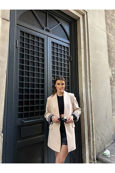 VOLT CLOTHİNG Gefütterte Blazerjacke für Damen mit Leopardenmuster