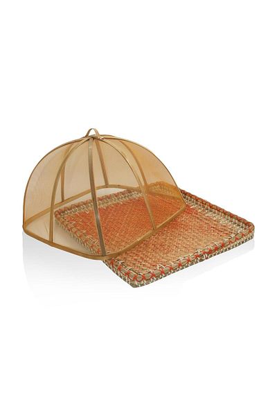 The Mia Transparent Bamboo Wicker Tray 38X38X24 cm