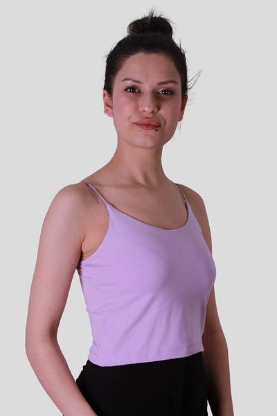 trender Crop Elastic Strap Lilac Women's Sleeveless T-Shirt 582-04