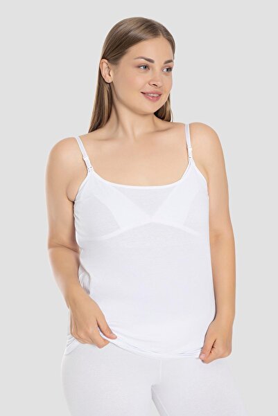 Arma Yıldız White Women's Breastfeeding Undershirt - 2 Pieces, Cotton and Lycra