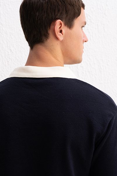 GIESTO Πόλο μπλουζάκι με λαιμόκοψη Navy Blue