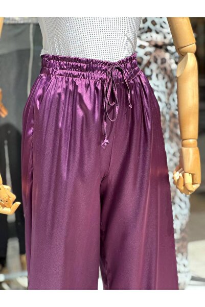 FioriModa Παντελόνι από σατέν δαμάσκηνο με ελαστική μέση