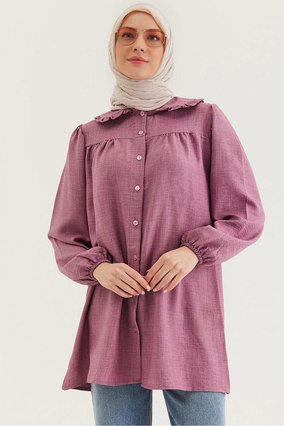 CALİENTE Baby Collar Shirt Tunic Dusty Rose