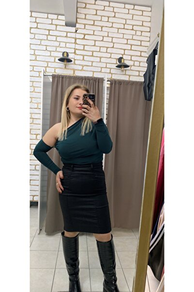 TUBA TOPTAŞ Likralı Kalem Kot etek