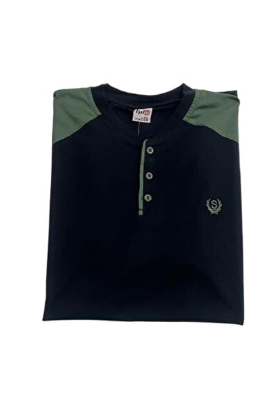 ÇİTO KİDS Men's Oversize Viscon Half Button Short Sleeve Black Plus Size Pajama Set