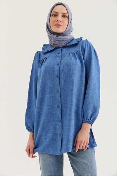 CALİENTE Baby Collar Shirt Tunic Blue