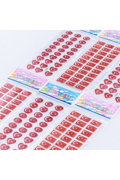Bimotif 6Pcs Embossed Adhesive Stickers, Turkish Flag Set