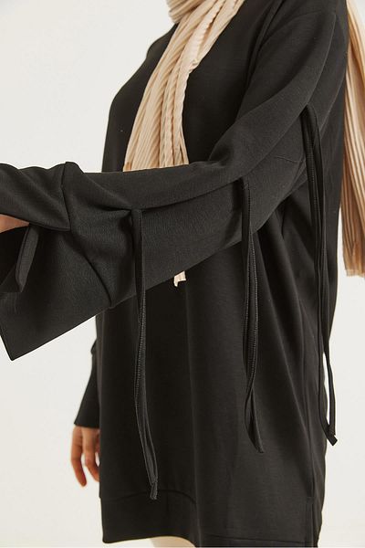 CALİENTE Tunic with Lace Sleeves Black