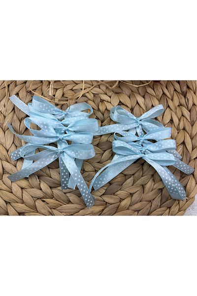 Deniz Party Store 1 CM ΜΠΛΕ ΠΟΥΝΤΕΣ ΣΑΤΕΝ ΣΤΟΜΑΤΙΚΗ ΚΟΡΔΕΛΑ ΦΙΟΥΝΤΟΥ 10 ΤΕΜΑΧΙΑ Κορδέλα για τούρτα με μπαλόνι