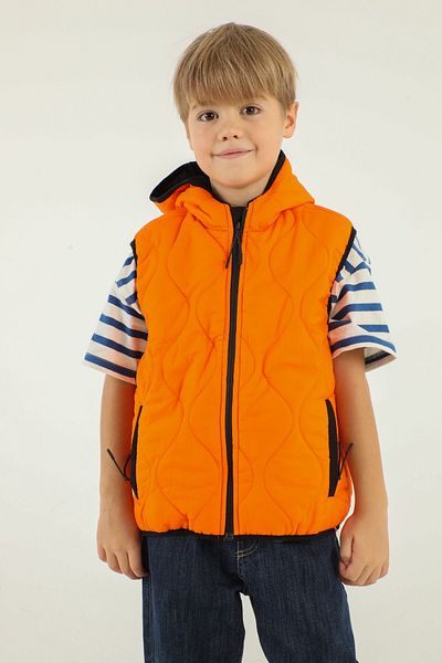 Black One Hooded Double Pocket Girl's Vest