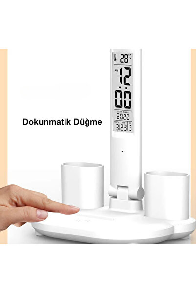 ALFAGİFT Led Masa Üstü Lambası 7w Dokunmatik Standlı Çocuk Ders Kitap Çalışma Kalemlik Masa Lambası