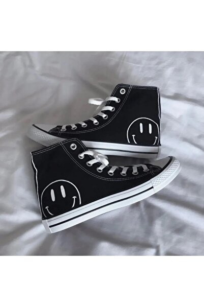 Halloween Pantofi sport negri cu imprimeu Smiley Face Pantofi copii