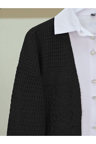 Modamorfo Seasonal Knitwear Cardigan - Openwork and Black