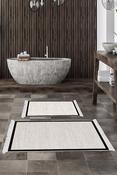 Alanur Home Σετ Τουαλέτας Djt Star Leather Fringed Αντιολισθητική Βάση E5001