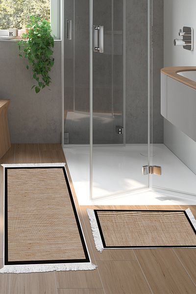 Alanur Home Σετ Τουαλέτας Djt Star Leather Fringed Αντιολισθητική Βάση E5001