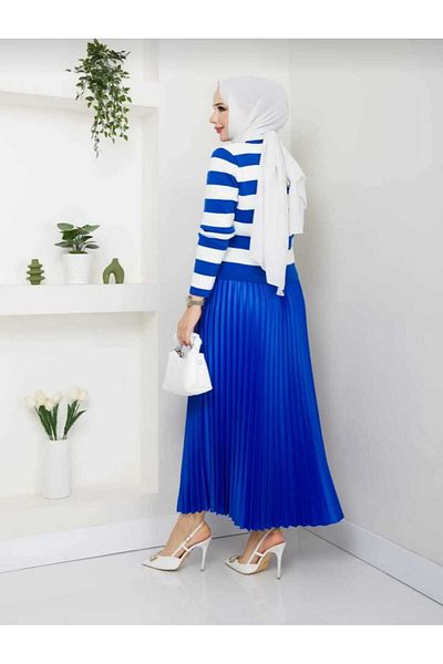 Birru Butik Fusta plisată elastică cu aspect de piele pentru femei