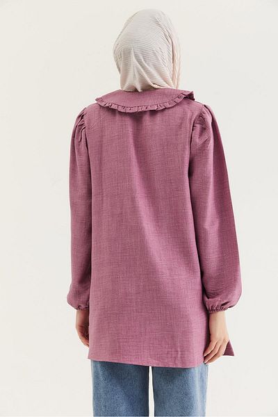 CALİENTE Baby Collar Shirt Tunic Dusty Rose