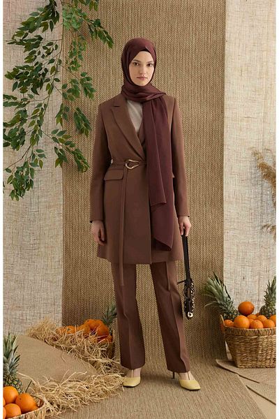 Fatma Atasoy Satin Bitter Brown Janjan Shawl