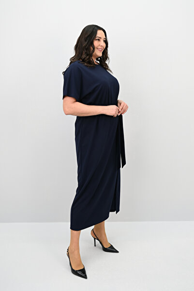 Koza Butik Women's Plus Size Short Sleeve Belted Dress 5297-25