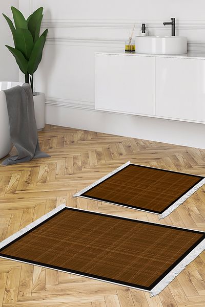 Alanur Home Σετ καθίσματος τουαλέτας Djt με αντιολισθητική σόλα Star Leather E5007